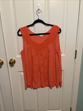Avenue Coral Embroidered Tank Top